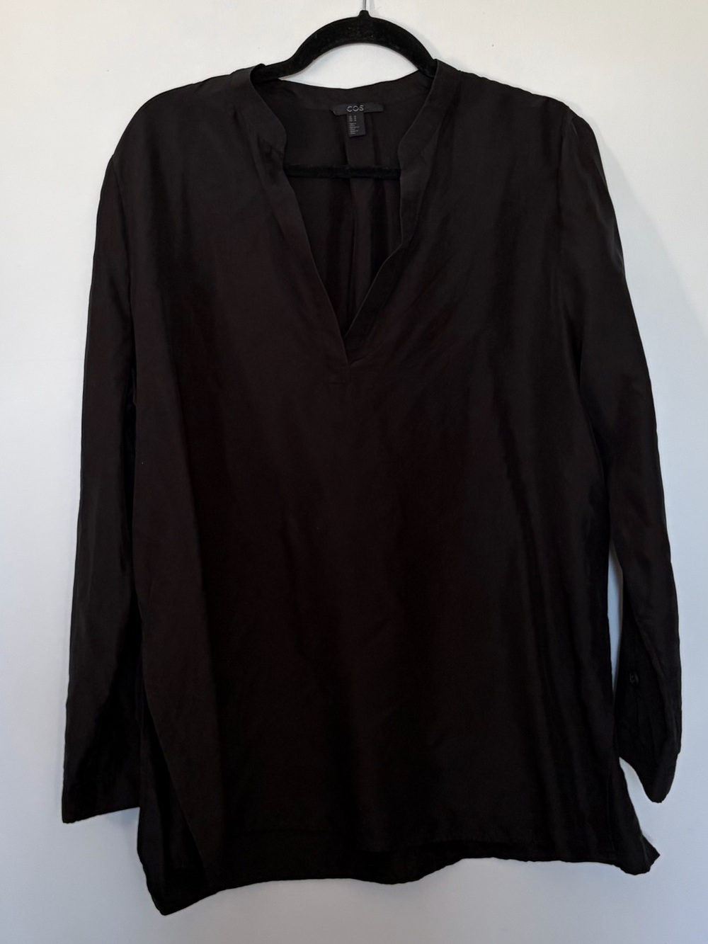 COS Black 100% Silk Tunic Blouse - Size 10